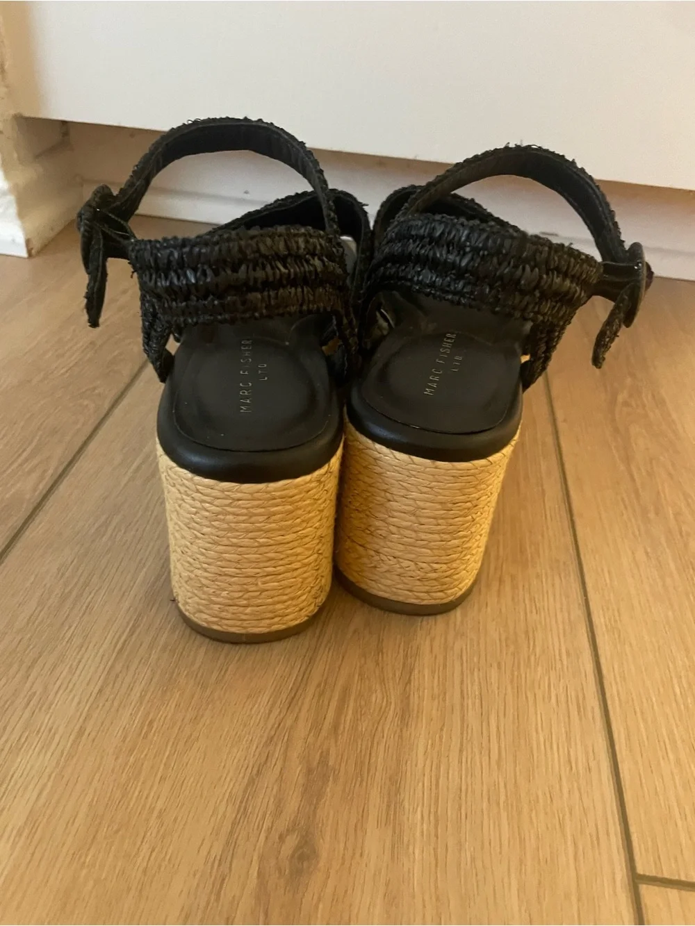 Marc Fisher Black Braided Slingback Sandals